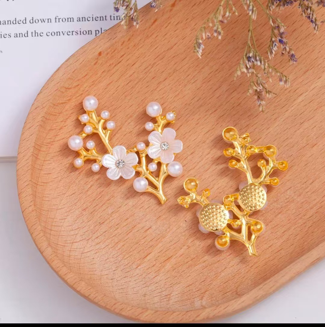 New Antique Wedding Hairpin with Diamond Branches and Iron Accessories Handmade DIY Pearl Tree Branch Accessories Material Accessories