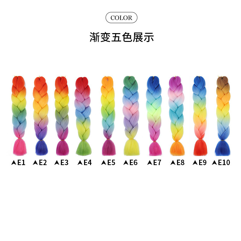 African Dreadlocks Multi-Colorful Gradient Wig Braids Dreadlocks Extensions Gradient Colorfulful Big Braids