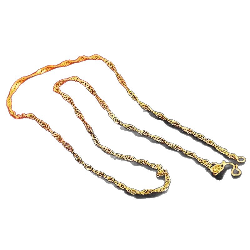 Vietnamese Sand Gold Women's Necklace Color-Preserving O-Shaped Chain Water Wave Chain Chopard Chain Electroplated Imitation Gold Chain DIY Jewelry Accessories