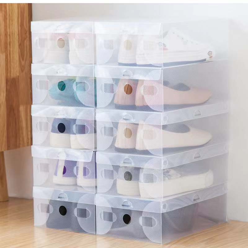 Cross-Border Plastic Household Transparent Shoe Box Home Storage Box Dust-Proof Foldable Storage Flip-Top Shoe Box Manufacturer Wholesale