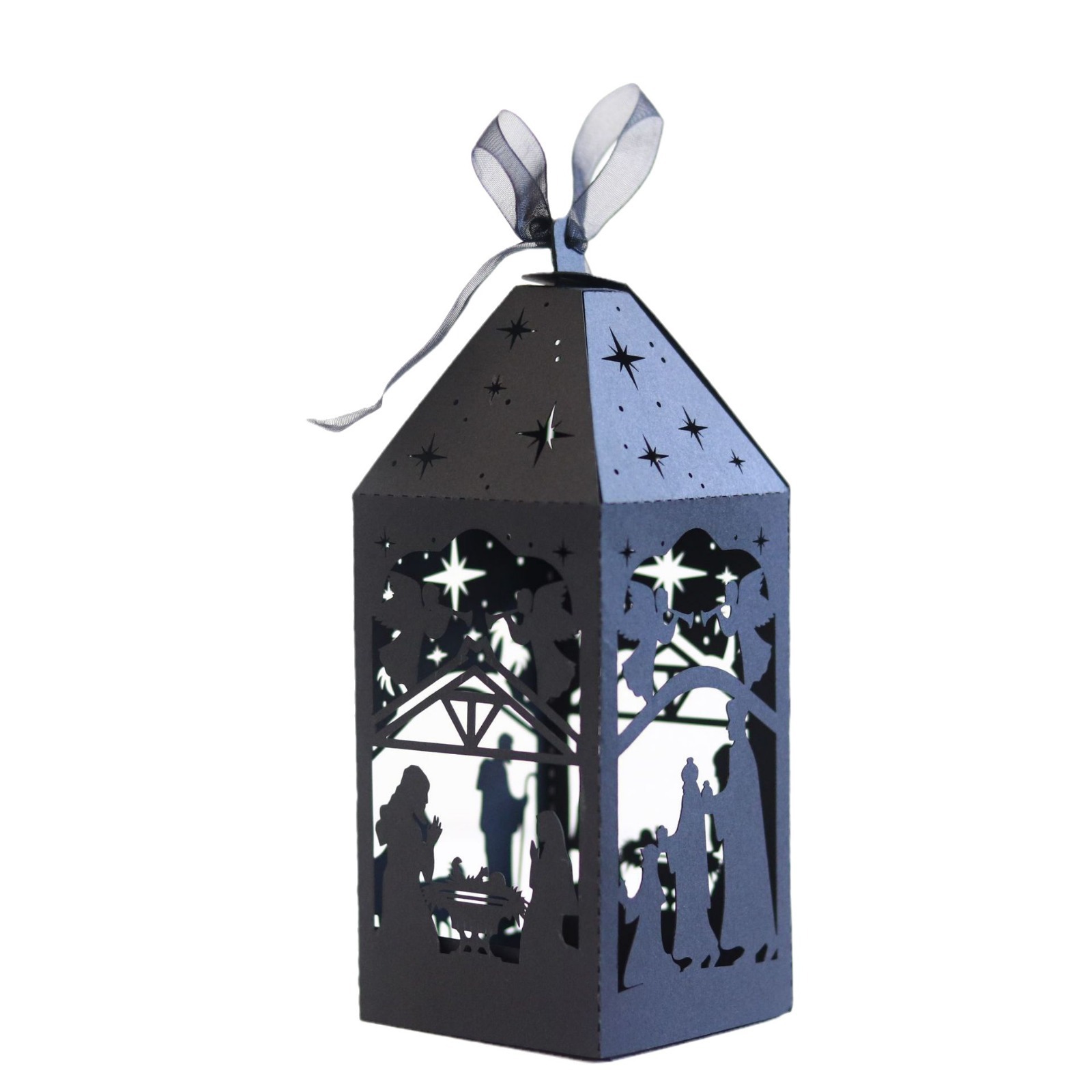 Christmas Jesus theme paper lamp carving laser hollow table decoration black 350G paper lampshade atmosphere night light