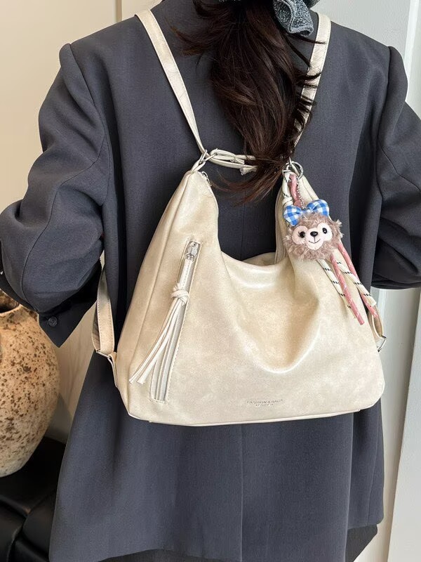 Large-Capacity Bag for Women, New Korean Style Women's Bag, Versatile Casual Soft Leather Shoulder Crossbody Bag, Work Commute Tote Bag