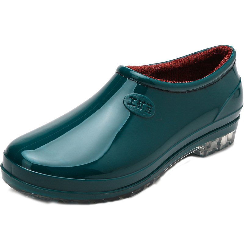 Cotton-padded rain shoes water shoes women's low-top shallow mouth waterproof women's rain boots non-slip fashion Korean adult rubber shoes warm winter