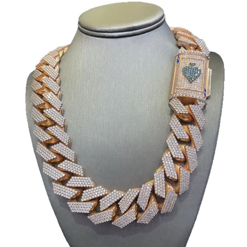 Platinum Full Diamond Necklace Pt950 Cuban Necklace Artificially Cultivated Diamond Necklace European and American Hip-Hop Men's Necklace Customization