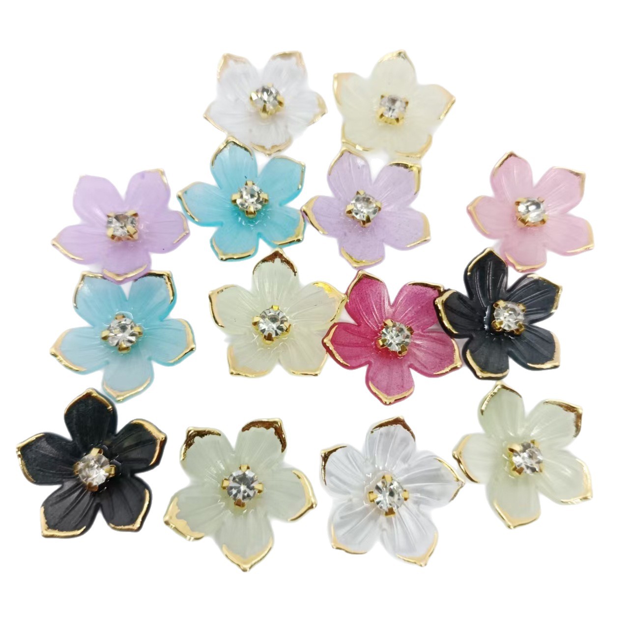 Ins Gradient Hot Stamping Edge Five-Pointed Flower Cherry Blossom DIY Handmade Antique Hair Accessories Hairpin Jewelry Accessories Headdress Acetate