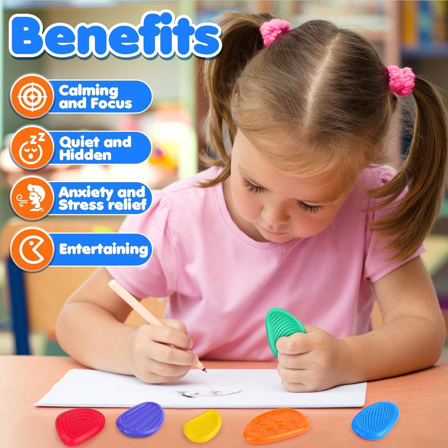 Cross-border New Fidget Toys Children's Sensory Stone Children's Decompression Toy Soft Silicone Texture Worry Stone