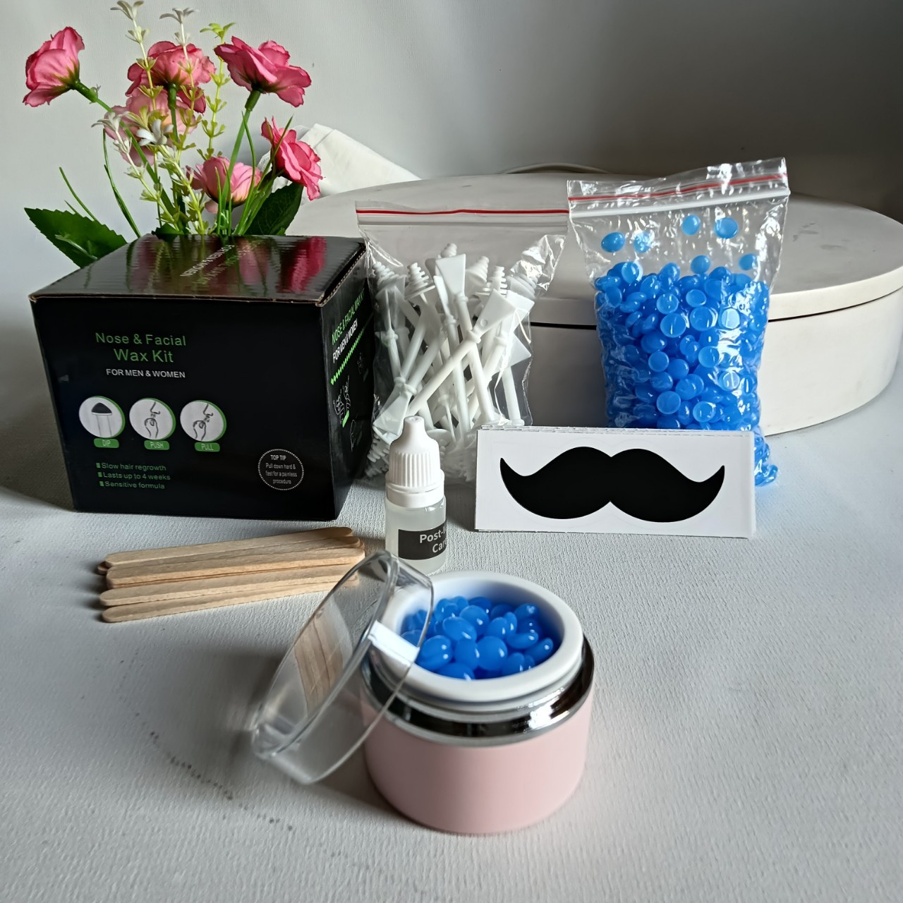 Round Mini Nose Hair Removal Wax Machine Portable USB Small Mini Area Shaver Eyebrow Removal Kit