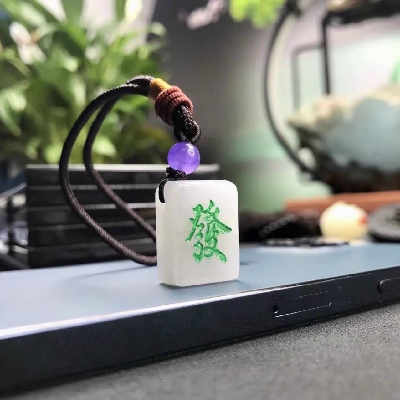 Natural A-Grade Burmese Jade Pendant Mahjong Fortune Pendant Men's and Women's Jewelry Jade Wholesale