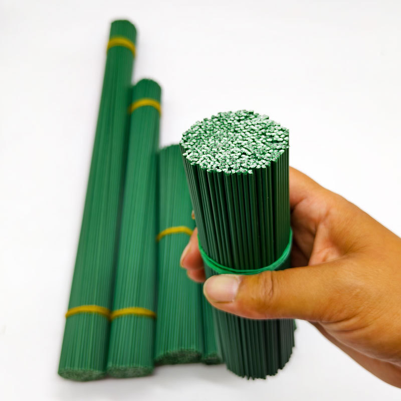 Manufacturer's No. 2 Twist Stick Artificial Flower Stem Green Plastic Wrapped Iron Wire Flower Stem Handmade Simulation Rose Material Wholesale