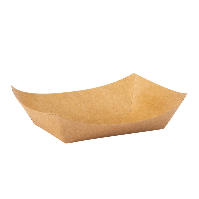 Disposable Kraft Paper Boat box packing box thickened rectangular camping stall barbecue snack plate packing box