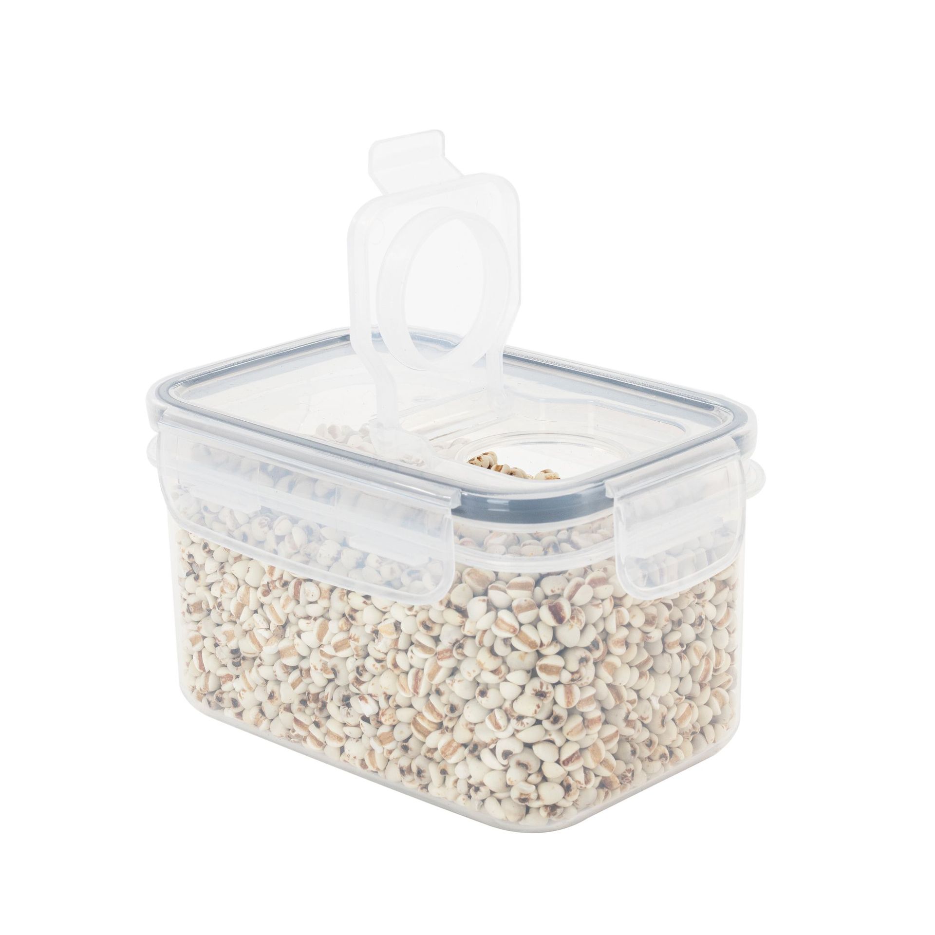 Single Transparent Plastic Rice Bucket Lid Cereal Opening Lid Rice Storage Vacuum Moisture-Proof Fresh Storage Storage Sealed Jar