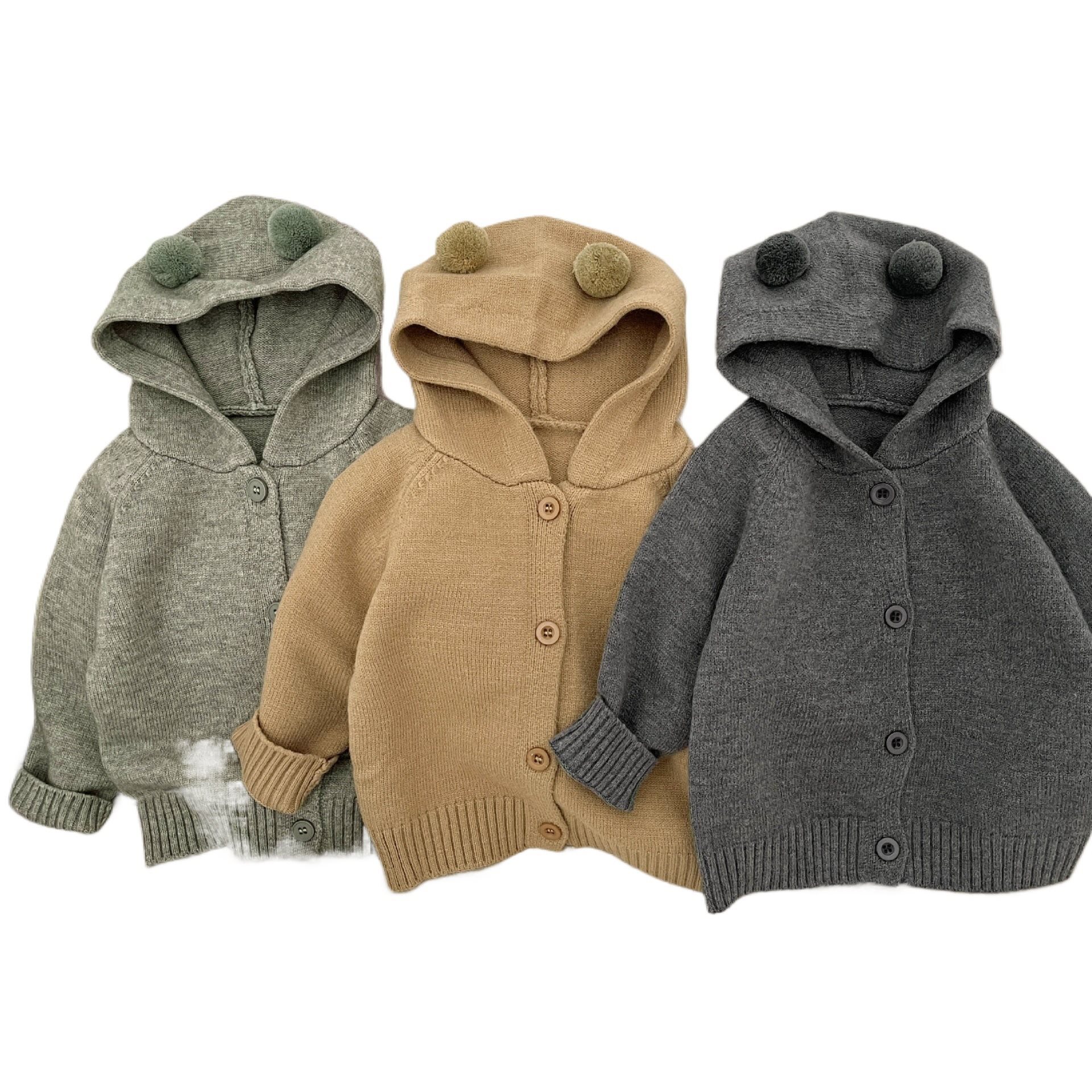 Children's Sweater Jacket 2025 Autumn New Korean Style Cute Hooded Knitted Cardigan for Boys and Girls Baby Autumn Clothes