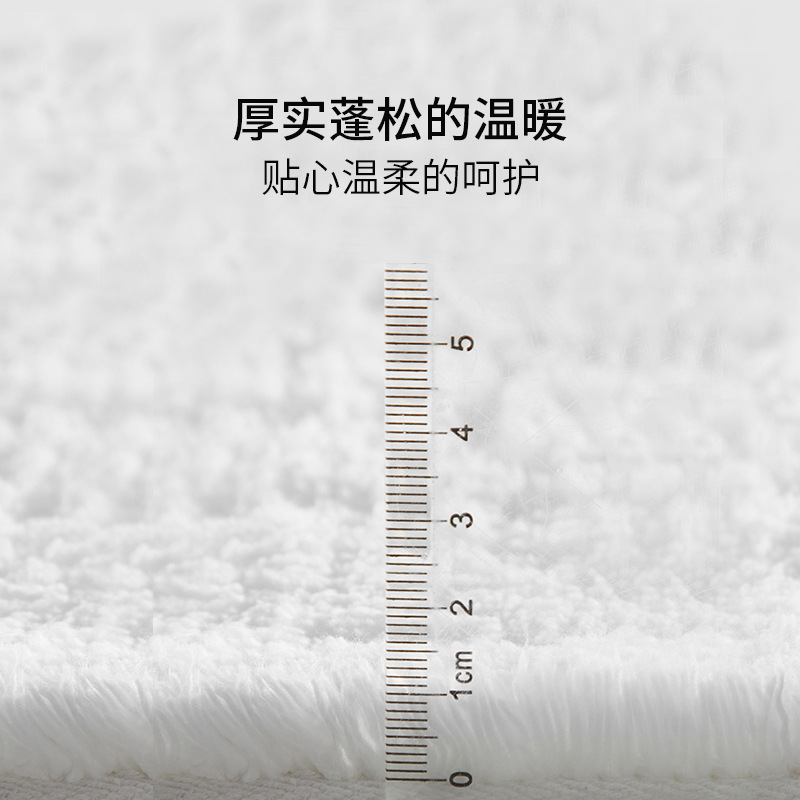 Thickened white floor towel mat for five-star hotels pure cotton absorbent non-slip floor mat for bathroom home