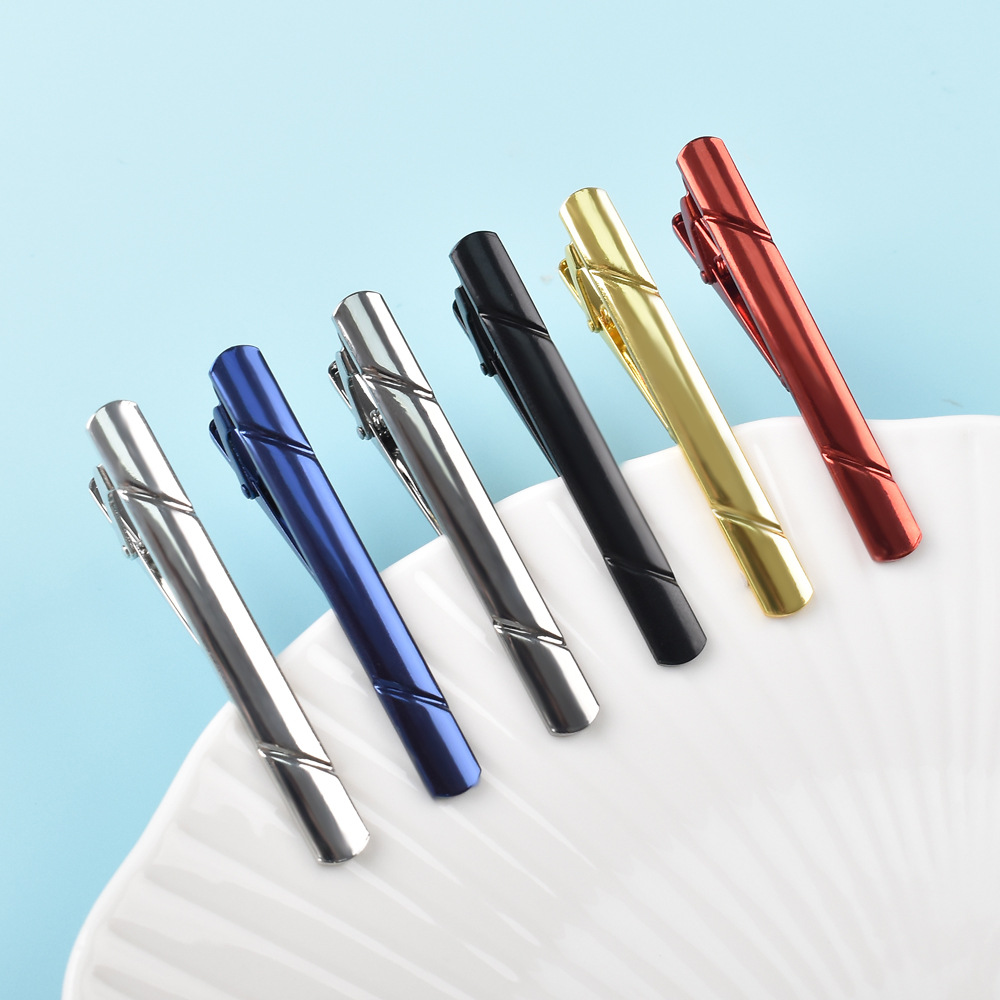 Cross-Border New Stainless Steel Mirror Polished Tie Clip Men's Business Simple Twill Tie Clip Box Set for Men