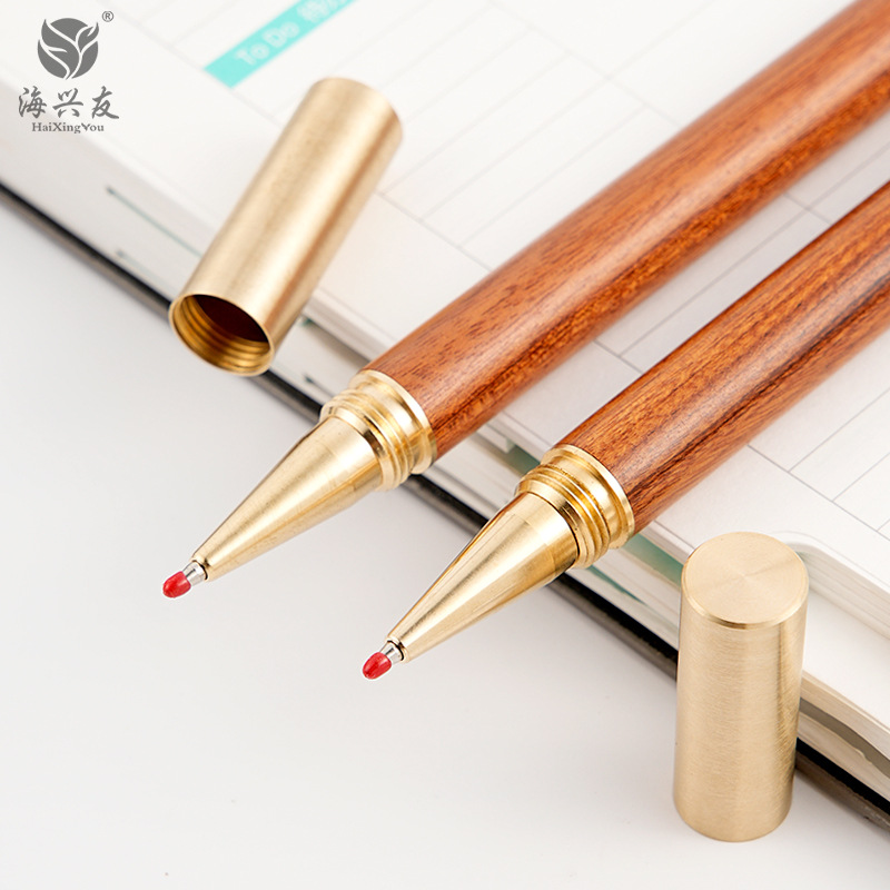 Factory wholesale brass pear ebony sign pen creative gel pen business creative gift pen carving LOGO