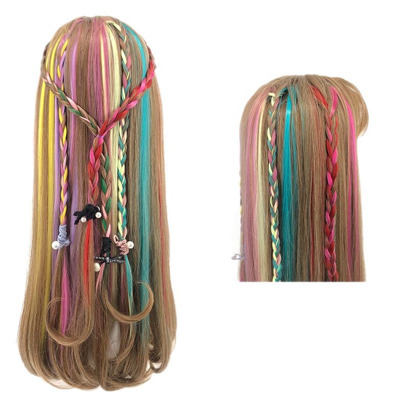In-Stock Foreign Trade Women's Colored Hair Extensions, Single-Piece Braided Hair Clips, Ear-Hanging Hair Extensions, Wholesale Wigs