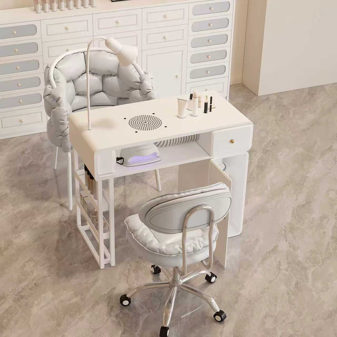 New Widened 45 Turbine Engraving-Grade Vacuum Marble Porcelain Surface Multifunctional Simple Manicure Table and Chair Set