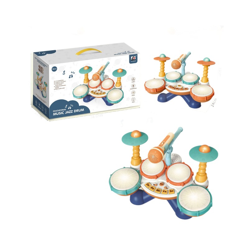 Cross-Border Kidsren's Drum Toy Early Education Educational Baby Music Jazz Drummer Drum Percussion Karaoke Instrument