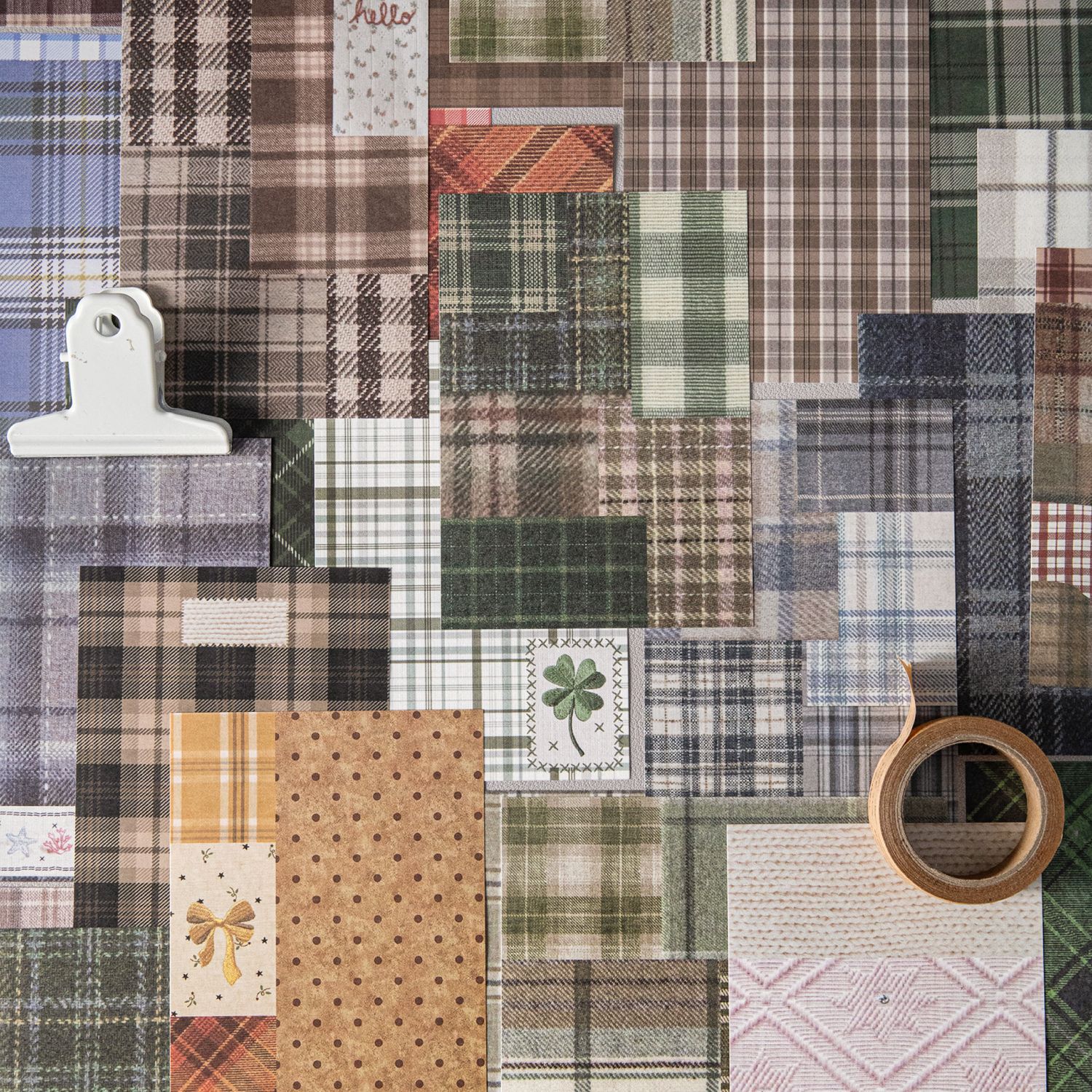 Vintage Material Paper Plaid Market Non-Sticky Paper Journal Cover DIY Background Decorative Base Paper