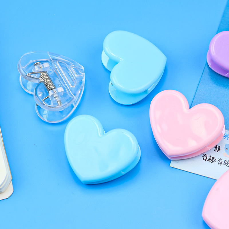 Candy Macaron Color Heart Clip Simple Student Desktop Information File Organizer High-Value Decorative Clip