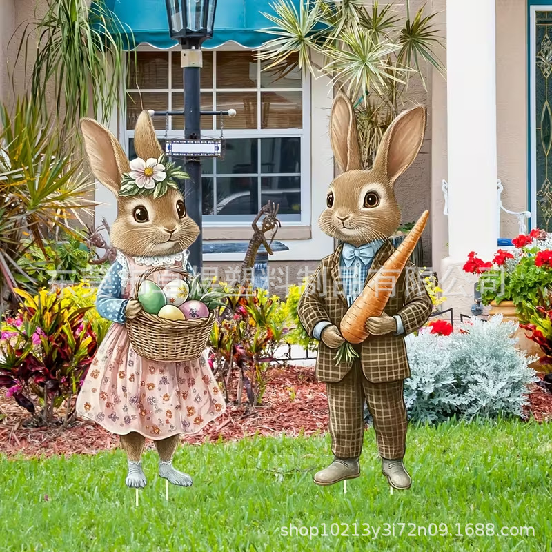 Новый знак для пола на Пасху 2026 года, наружное украшение с кроликом и яйцом