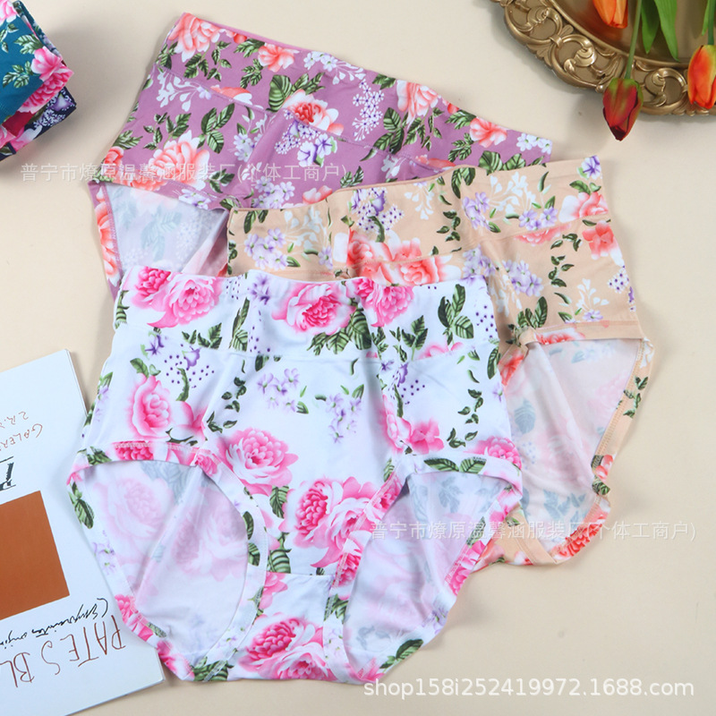 Factory Direct Sales Hot Style 30,000 Pieces in Stock European and American Size Underwear Large Size Women's Mid-High Waist Briefs