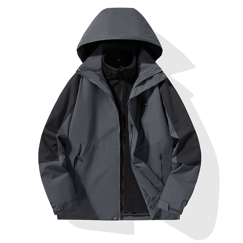 Explosive Men's and Women's Jacket Coat Winter Outdoor Three-in-One Detachable Two-piece Mountaineering Suit for Lovers