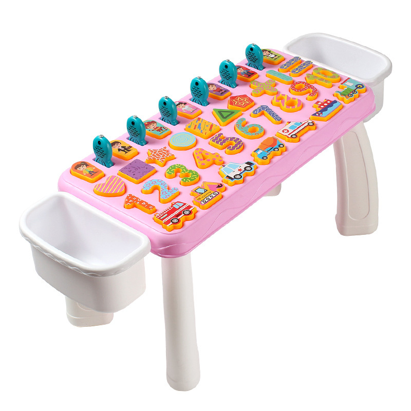 Early Education Digital Board Toy Multifunctional Puzzle Fishing Game Table Boys and Girls Math Matching Board Pinyin Alphabet