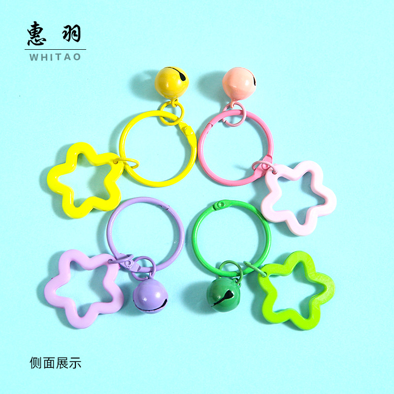 Colorful Acrylic Cut Out Five-Pointed Star Bell Keychain Jewelry Pendant Dopamine Student Pendant Bag Gift