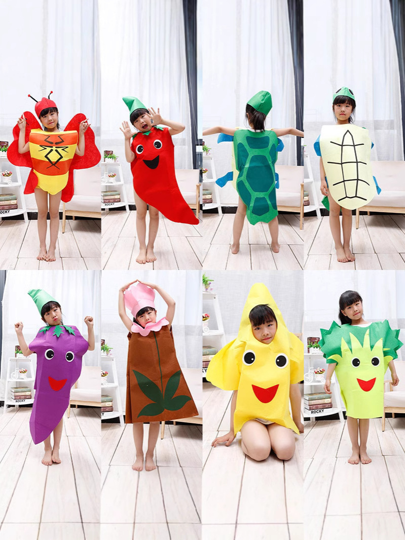 Children's Day Fruit and Vegetable Environmental Performance Clothing Strawberry Apple Pineapple Grape Pepper Parent-Child Performance Clothing