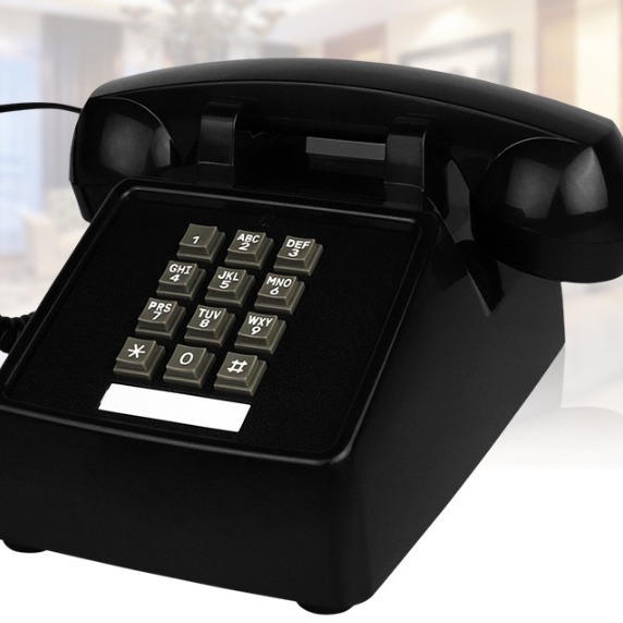 Antique telephone key classic retro machine metal mechanical copper ring fixed rope telephone American style