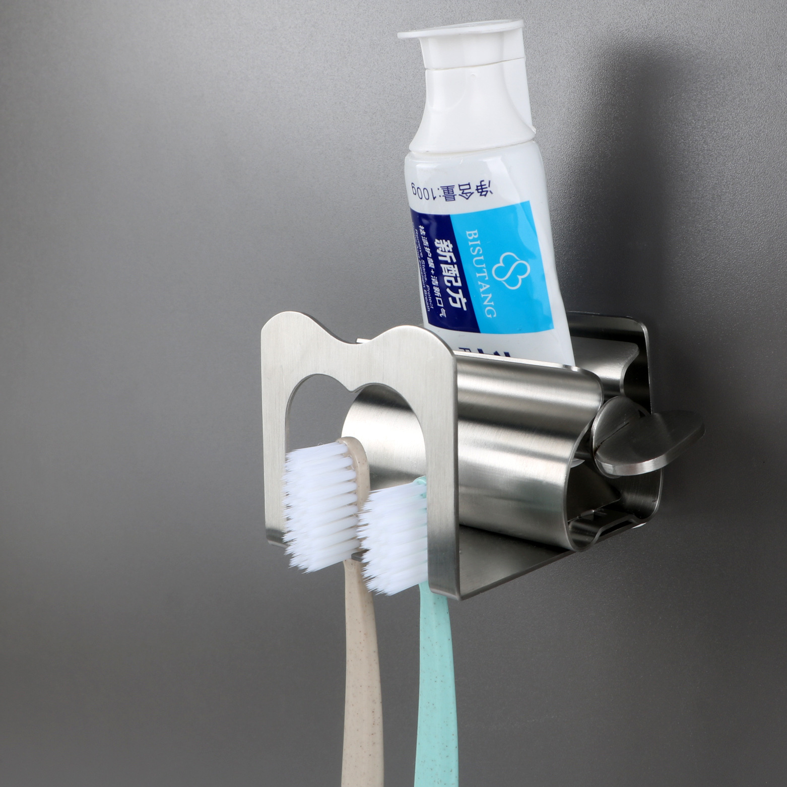 304 Stainless Steel Toothpaste Squeezer Facial Cleanser Punch-Free Wall-Mounted Toothbrush Rack Toothpaste Squeezer