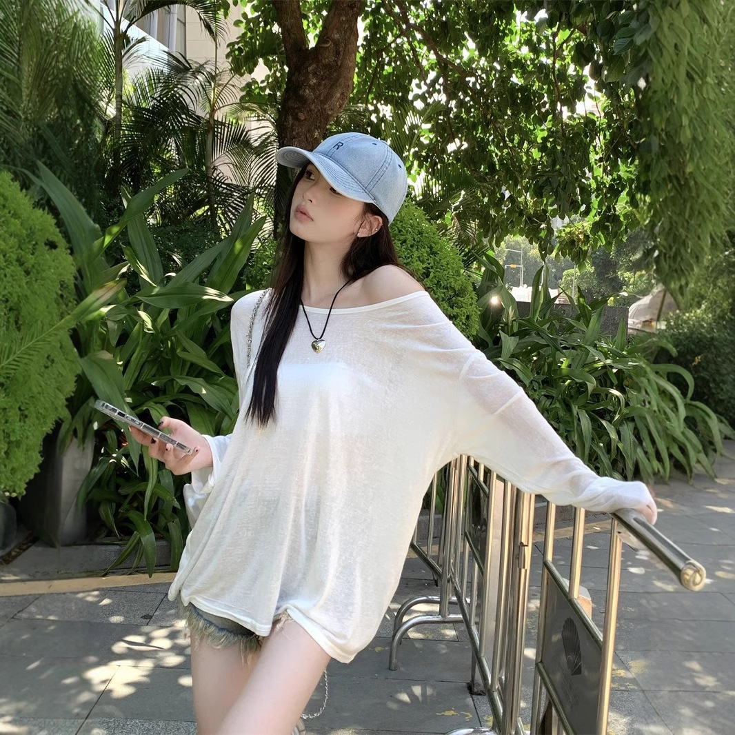 Chiffon Shirt Sun Protection Clothing 2026 Summer New Thin Slightly See-Through Loose Pullover Air-Conditioning Mesh Blouse