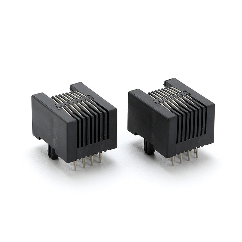 RJ45 53A 8P8C black vertical plastic shell 8 core crystal head network socket