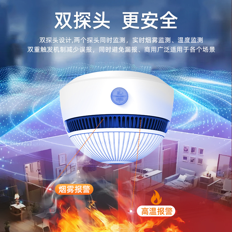 New Smart Smoke Alarm, Ceiling-Mounted for Hotels and Homes, Charcoal Fire Sensor, Tuya Wifi Detector