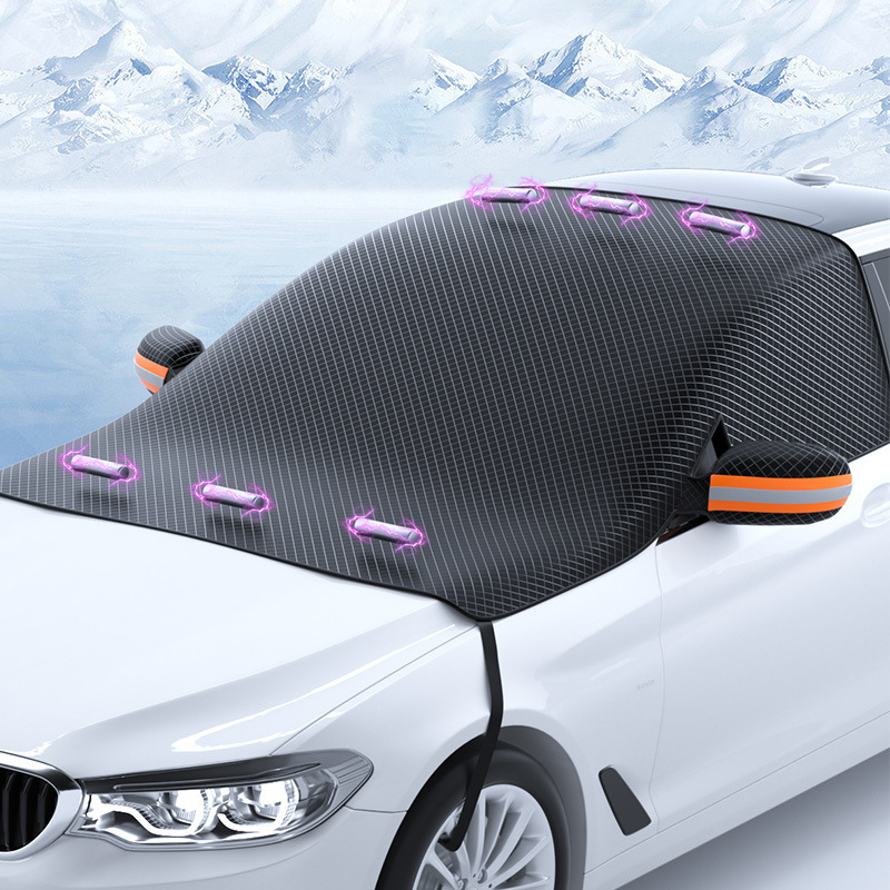 Car Snow Shield Magnetic Snow Shield Car Front Windshield Sunshade Anti-Snow Half Cover Car Clothing Thickeneded Aluminum Film Anti-Freeze Shield