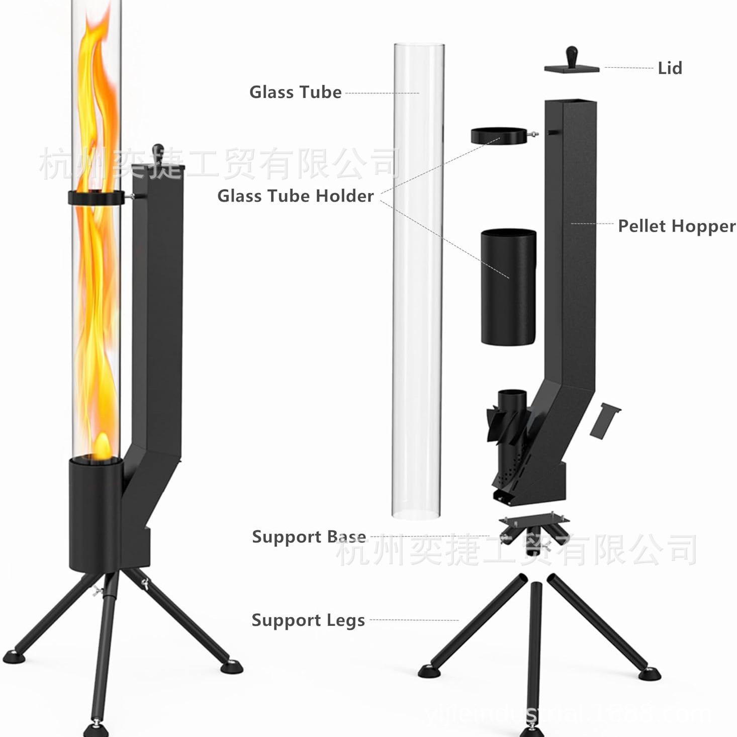 Vertical wood-burning rocket stove rocket launcher courtyard heating stove outdoor camping winter pellet stove heating stove