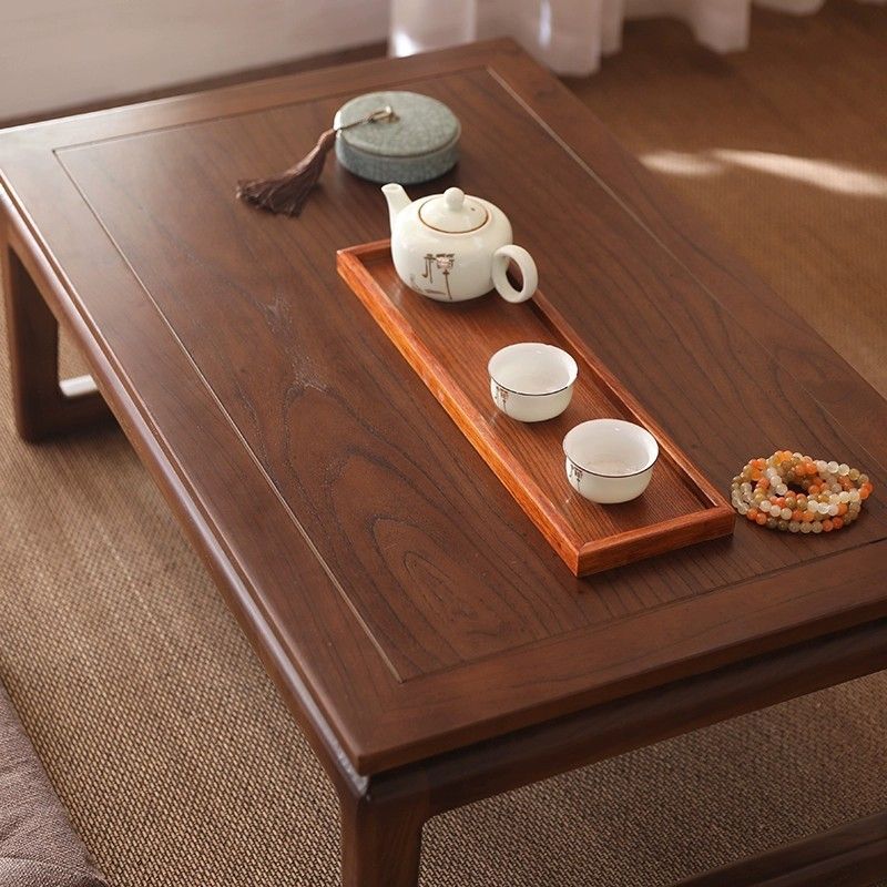 Solid Wood Old Elm Tatami Coffee Table Chinese Bay Window Table Floor Low Table Kang Table Balcony Small Coffee Table Chinese Study Table