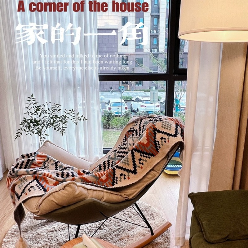 Bohemian sofa blanket ethnic style blanket Nordic shawl air conditioning blanket B & B knitted tassel bed blanket