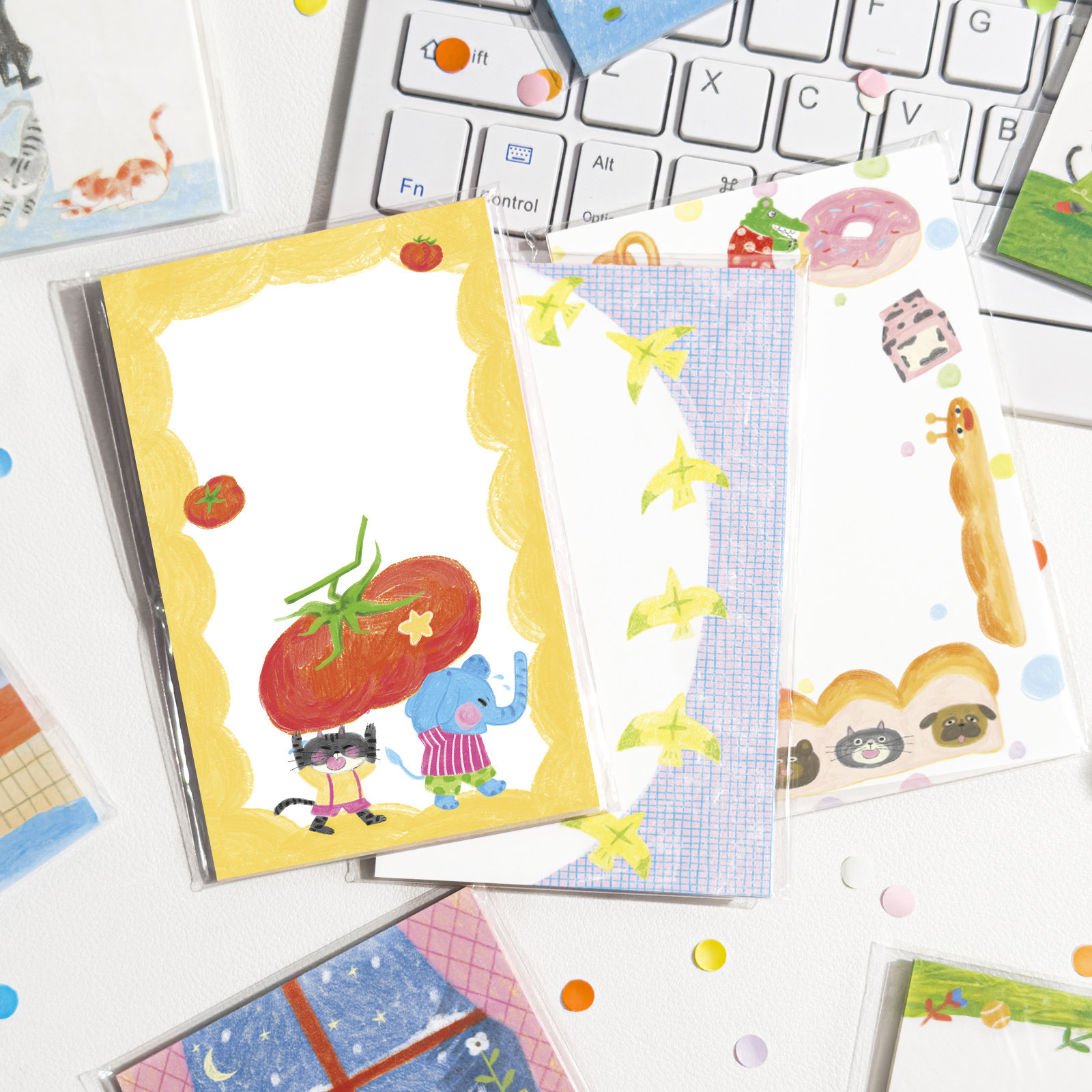 Agugu Original M5 Inner Pages Japanese Salt Series Hand-Drawn Basic Ins Journal Collage Material Tearable Sticky Notes