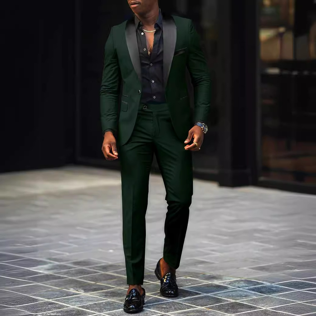 Cross-Border Foreign Trade European and American Men's Business Casual Suit Suit Men's Wedding Groom Slim Suit Two-Piece Set