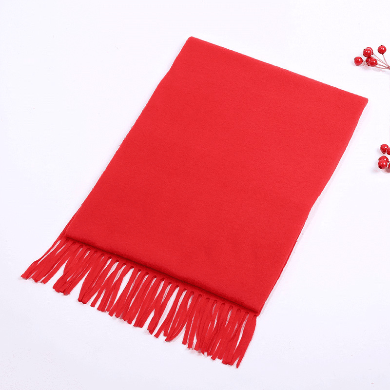 Red Scarf Chinese Red Custom Printed Logo Mulberry Silk Short Beard Scarf Corporate Event Class Reunion Printed Embroider