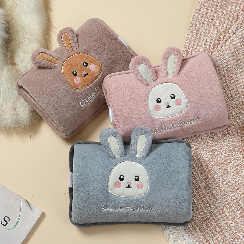 National Standard Rechargeable Hot Water Bag Explosion-Proof Automatic Power-Off Hot Water Bag Plush Cartoon Double Hand Warmer Baby Factory Wholesale