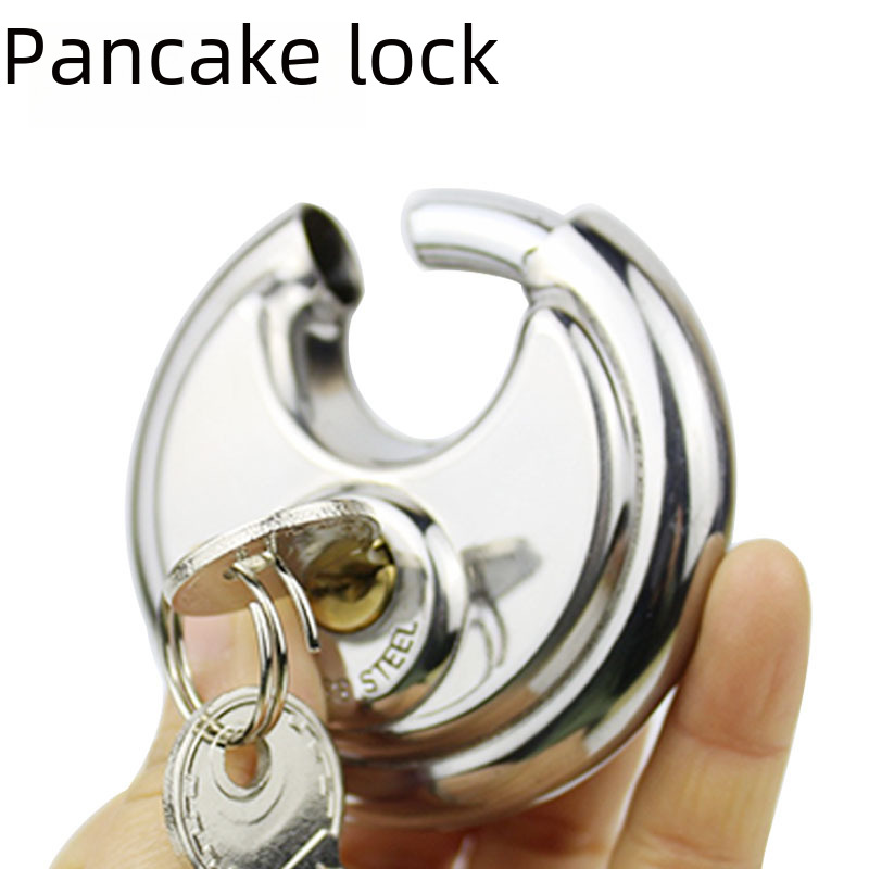 Factory wholesale 70mm stainless steel round cake lock warehouse door lock chain lock bicycle anti-theft lock