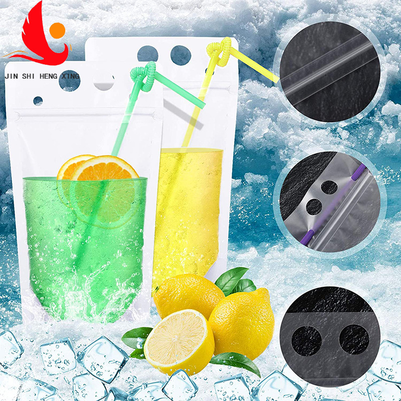 in stock Beverage Bag Disposable Milk Tea Juice Bag Self-sealing Bag Frosted Self-standing Bag Portable Portable Beverage Bag