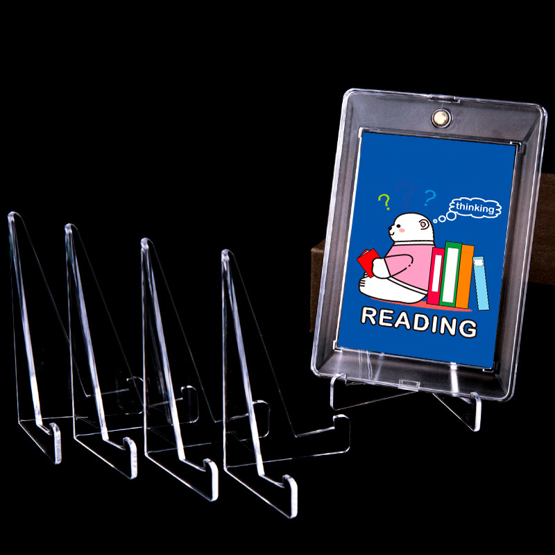 Card Brick Stand Display Rack Card Frame Base Small Card Acrylic Card Brick Valley Beauty Triangle Mobile Transparent Stand