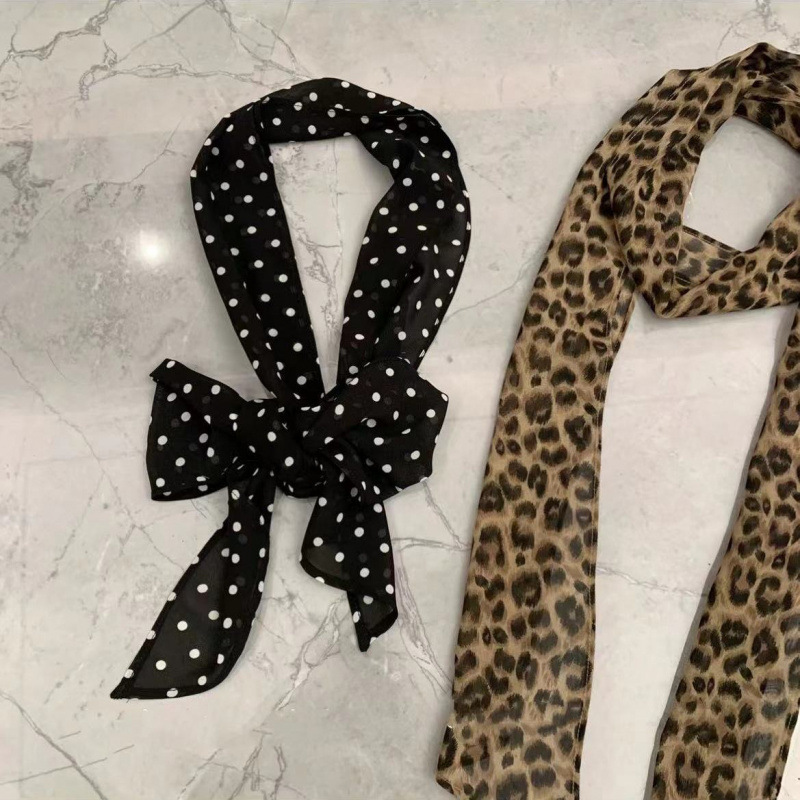 Pure Desire Style Sexy Leopard Print Wave Dot Silk Scarf Autumn and Winter New All-match Fashion Niche Sense Can Be Belted ins