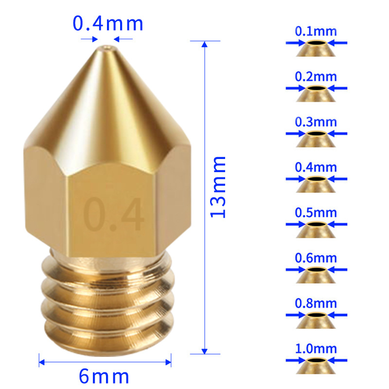 KINGROON 3d printer accessories extruder print head Makerbot mk8 pointed brass nozzle