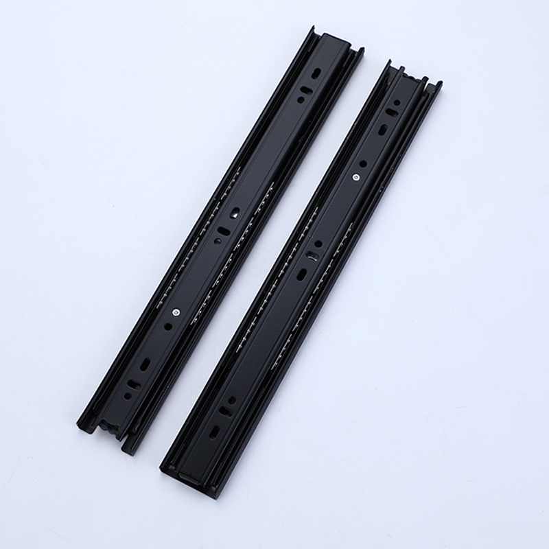 Factory direct 4510 cold rolled steel drawer slide home decoration drawer slide 45 wide three section slide steel ball rail