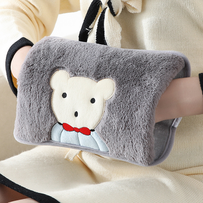 Foreign Trade Cross-border Rechargeable Warm Water Bag Warm Baby Electric Hand Warmer Skin-friendly Fluff Electric Hot Water Bag Charging